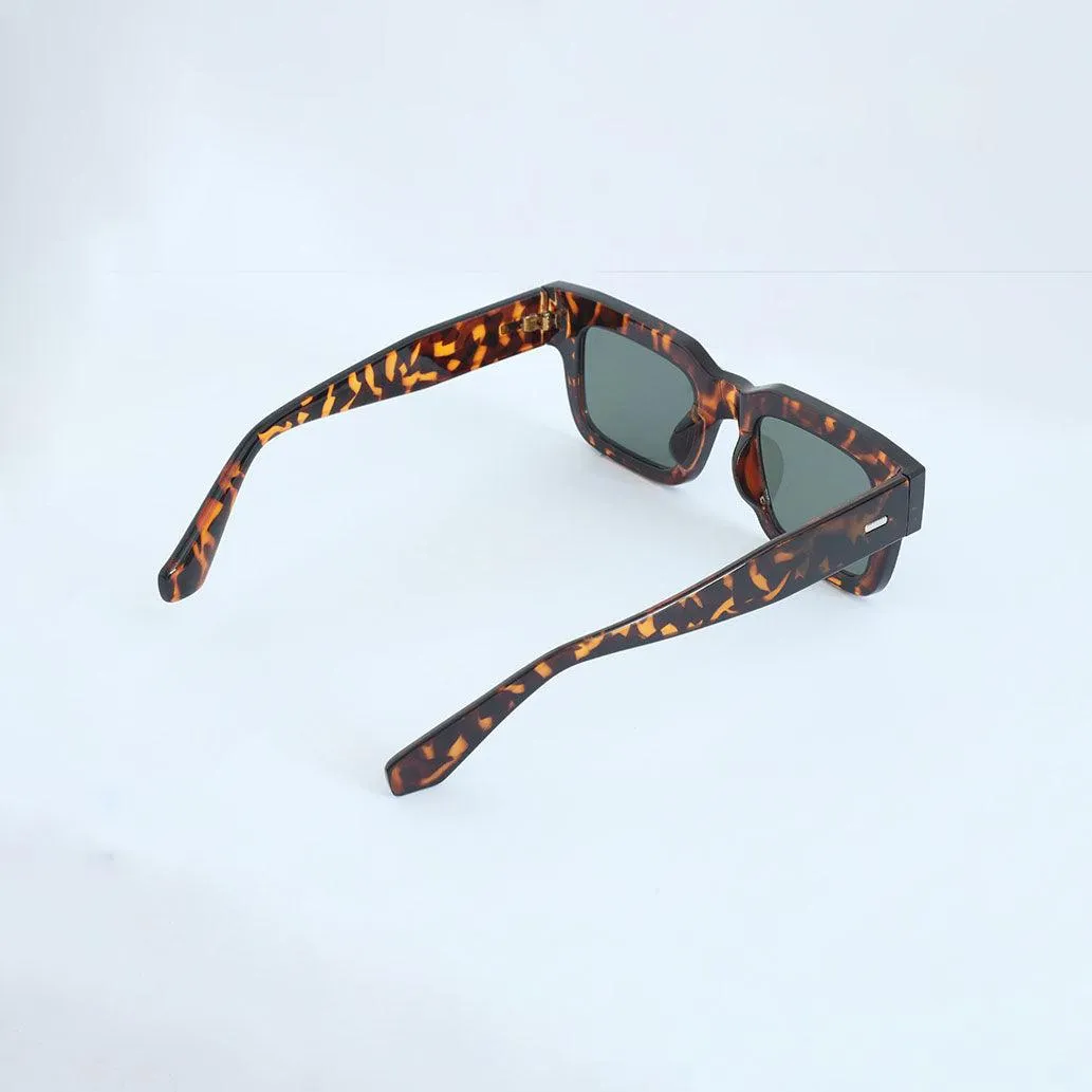 Vague Tinted Square Sunglass Tortoise shell Print - Gold Brown