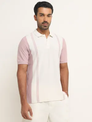 WES Casuals Dusty Pink Relaxed-Fit Polo T-Shirt
