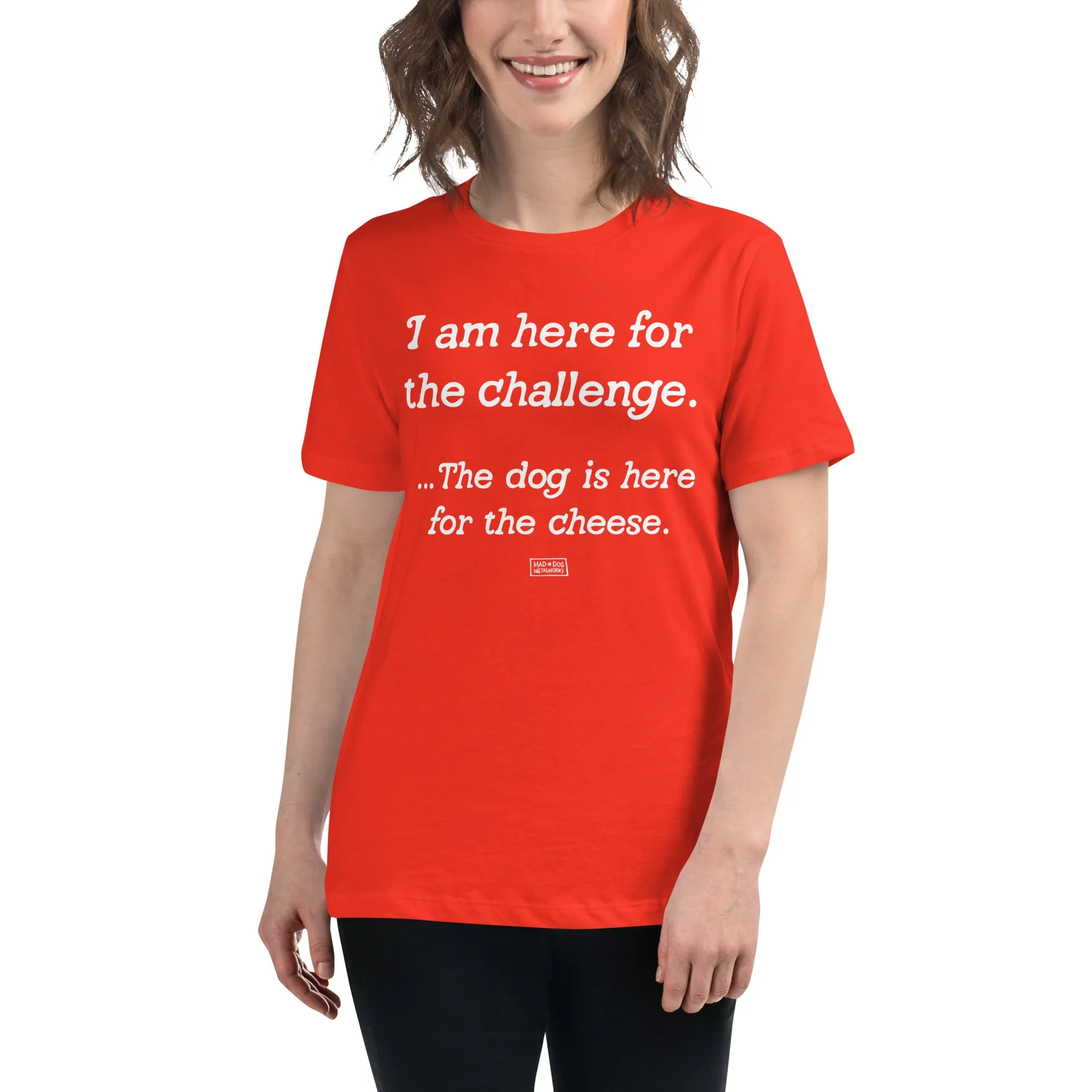 women's relaxed fit t-shirt: challenge / cheese