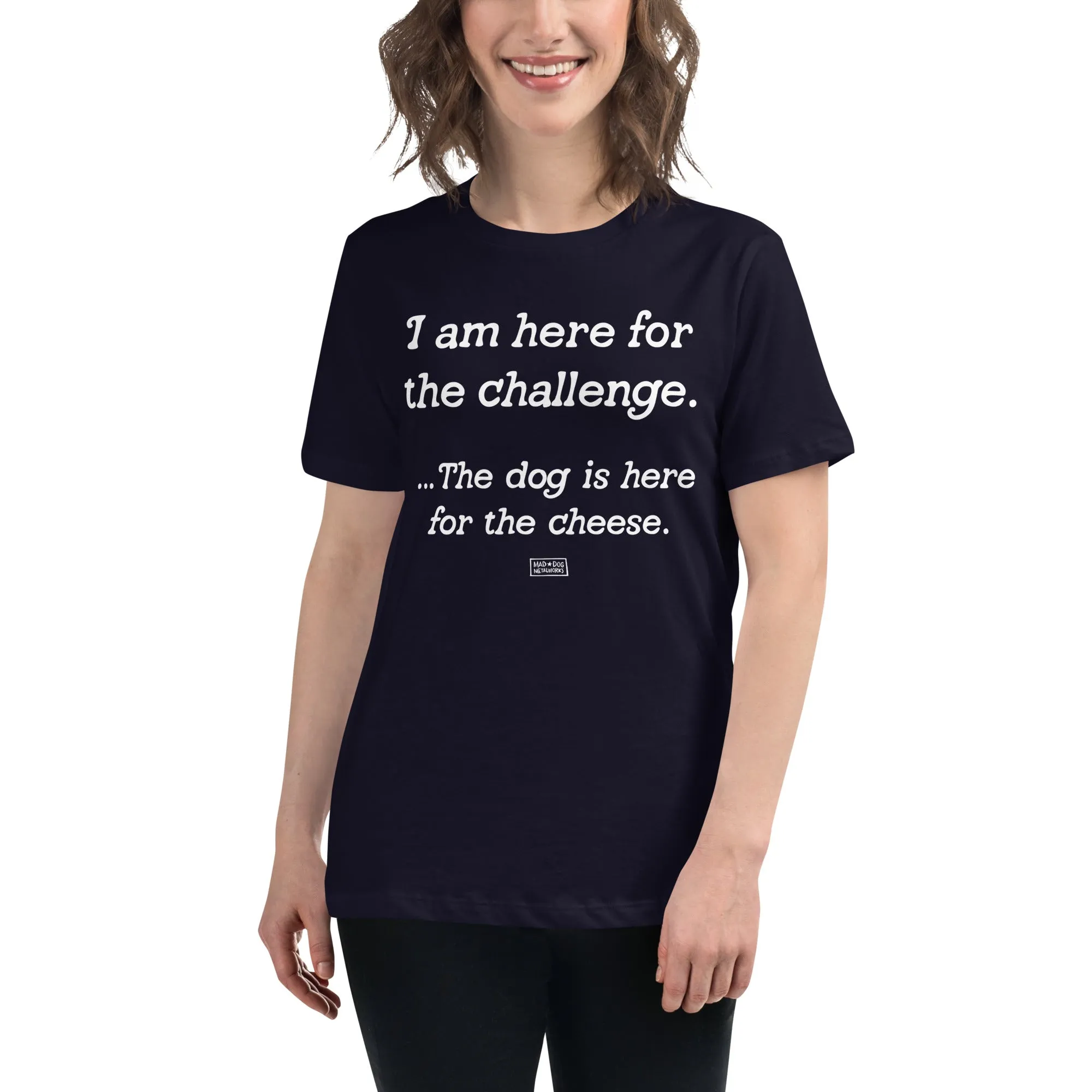 women's relaxed fit t-shirt: challenge / cheese
