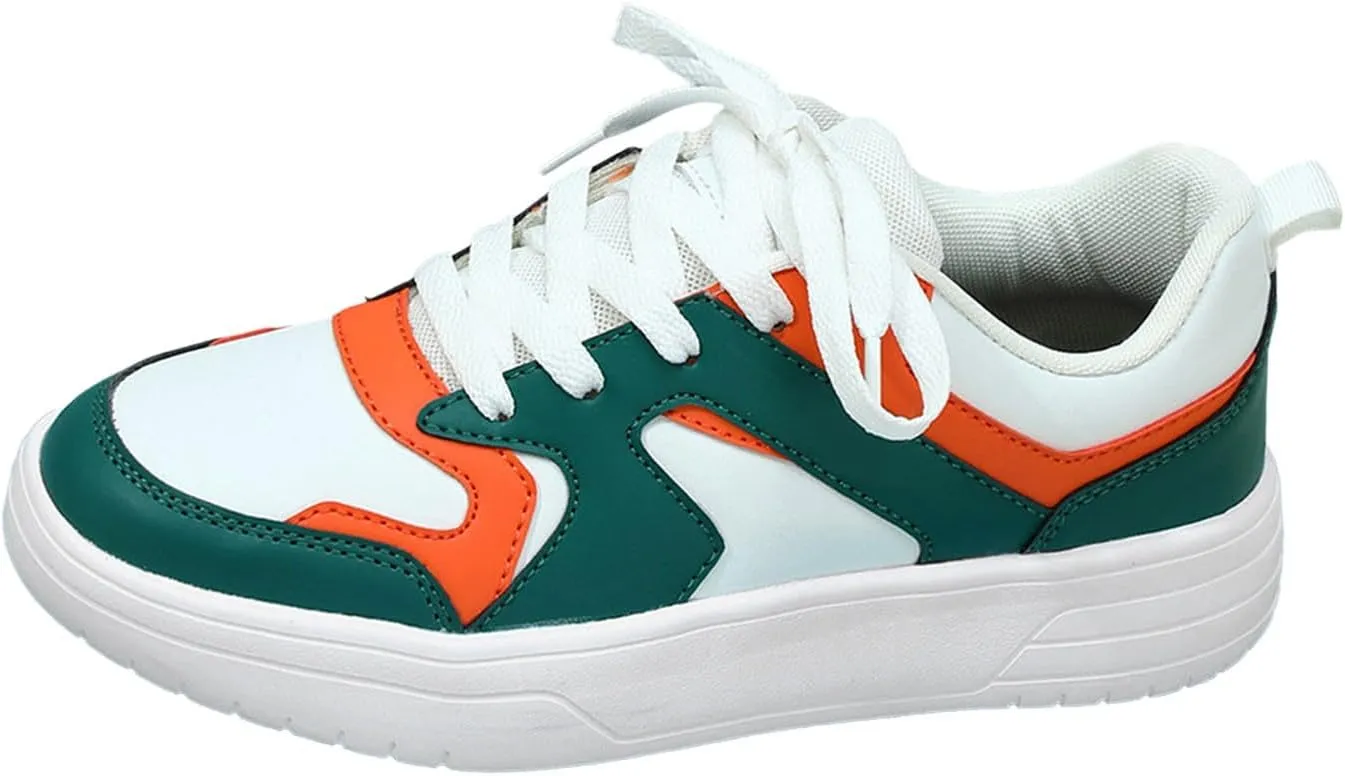 Women's Slip on Walking Shoes Dressy PU Leather Non Slip Running Shoes Wide Width Breathable Mesh Sports Workout Tennis Shoes Fashion Lace Up Sneakers