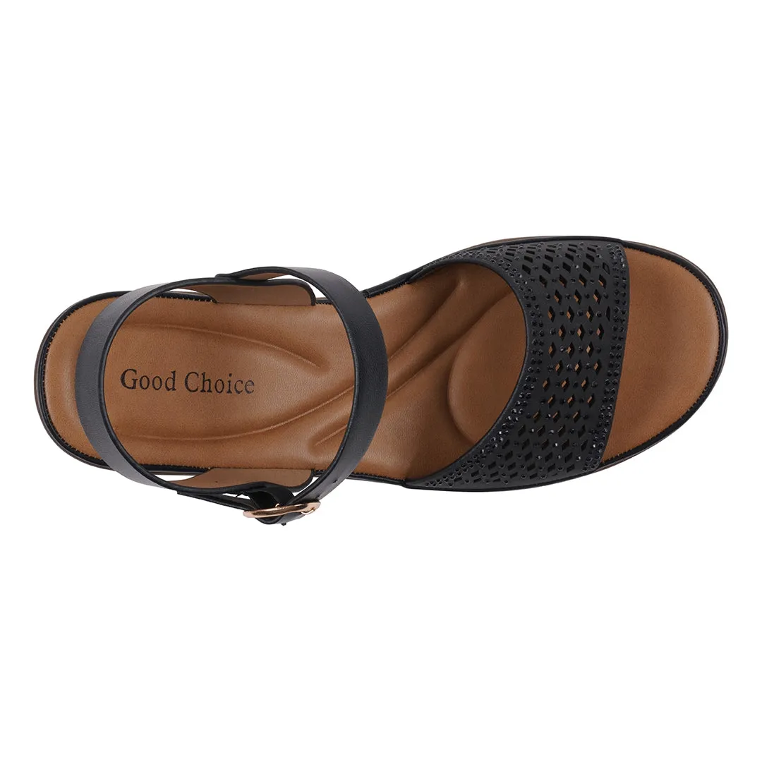 Women's West Black Wedge Sandals